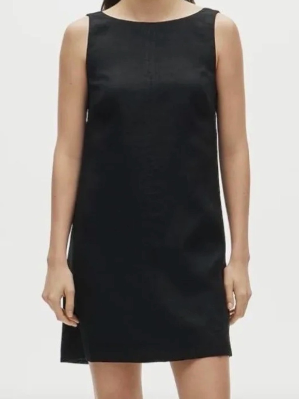 J. Crew Billie Mini Dress 100% Linen 
Sleeveless Black Shift Dress Classic Sz. 6